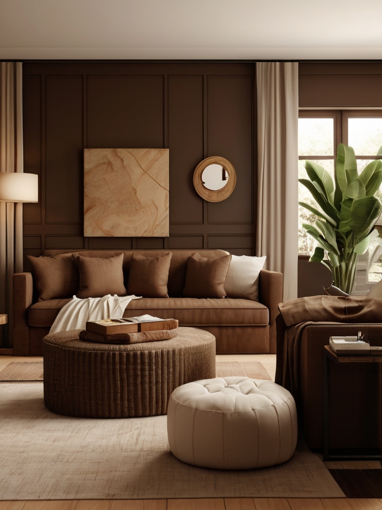 brown and beige living room