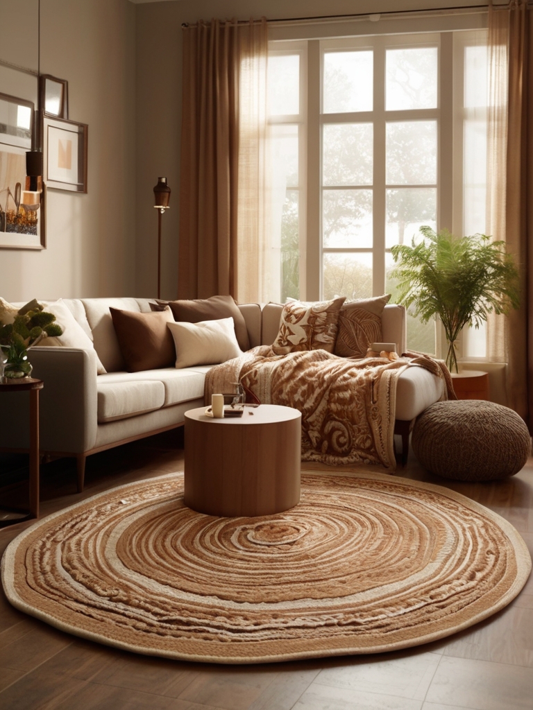 brown and beige living room